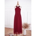 thumbnail image 6 of inlzdz Kids Girls Halter Neck Wedding Bridesmaid Dress Sleeveless Backless Evening Dress Ball Maxi Gowns Burgundy 14, 6 of 10