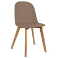 thumbnail image 5 of Set of 4 Modern Armless Dining Chair Set with Molded Plastic Seat Shell and Solid Wooden Legs, Brown, 5 of 12