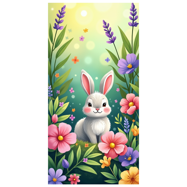 Cute Cartoon Rabbit Floral Decoration Spring Theme Backdrop Banner Birthday Party Supplies Photography Props Easter Wall Hanging Backdrop