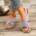 thumbnail image 5 of CYMMPU Women's Crisscross Strap Slingback Wedge Sandals, Open Toe Slip On Platform Walking Shoes, Casual Summer Daily Footwear Purple 43, 5 of 9