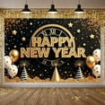 thumbnail image 5 of Gold Glitter Happy New Year Banner Clock Design New Year Banner Star Decorated Balloon Elements Holiday Banner for New Year Party Family Gathering New Year's Eve, 5 of 7