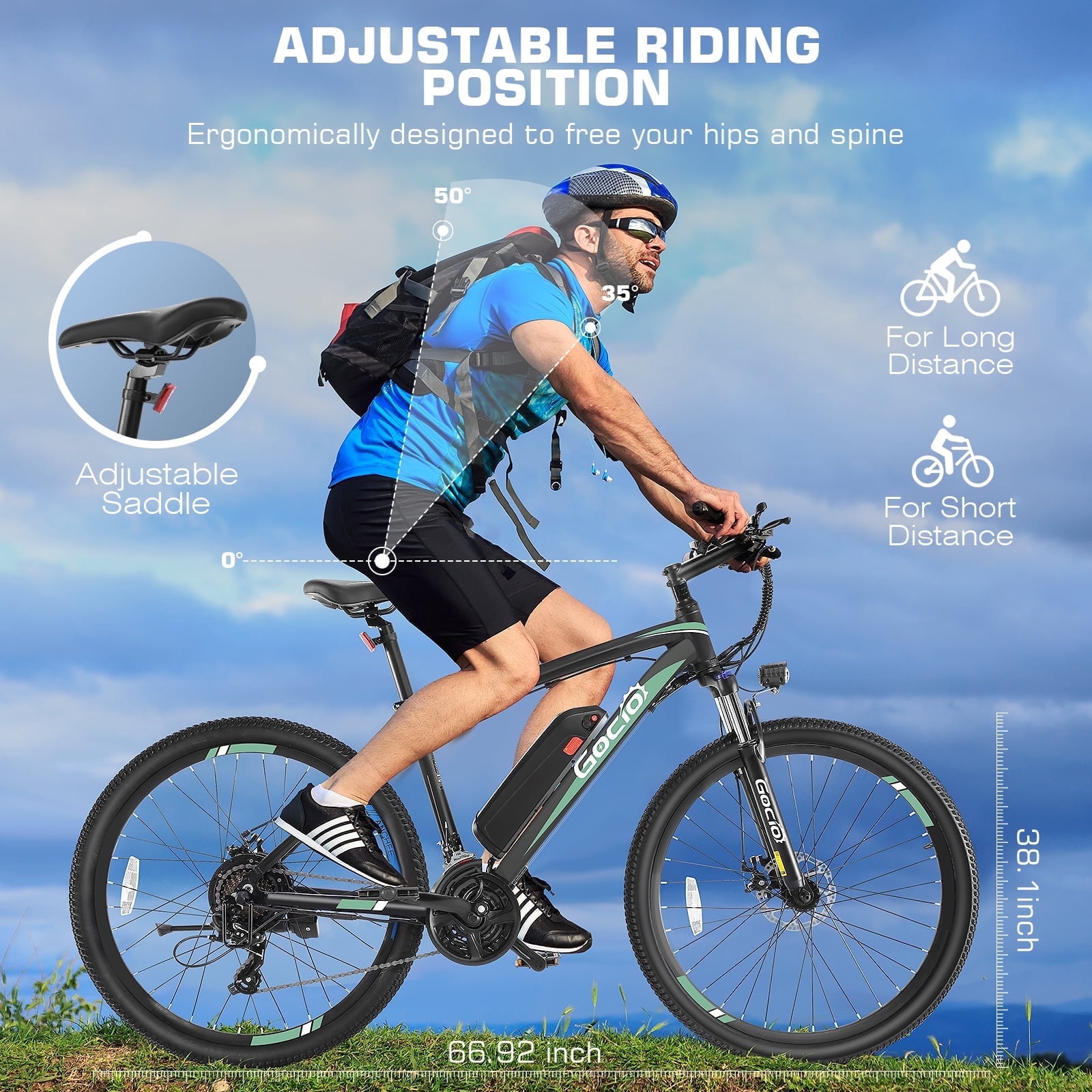 Gocio 27.5" Electric Mountain Bike for Adults, 750W Peak Motor, 48V 10.4Ah Battery, 20MPH, 21 Speed, Lockable Front Suspension, UL2849 Certified