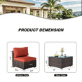 thumbnail image 2 of GAILDON 5-Piece Patio Furniture Set with Glass Table, Outdoor Sectional Rattan, All-Weather Cushions, Red, 2 of 8