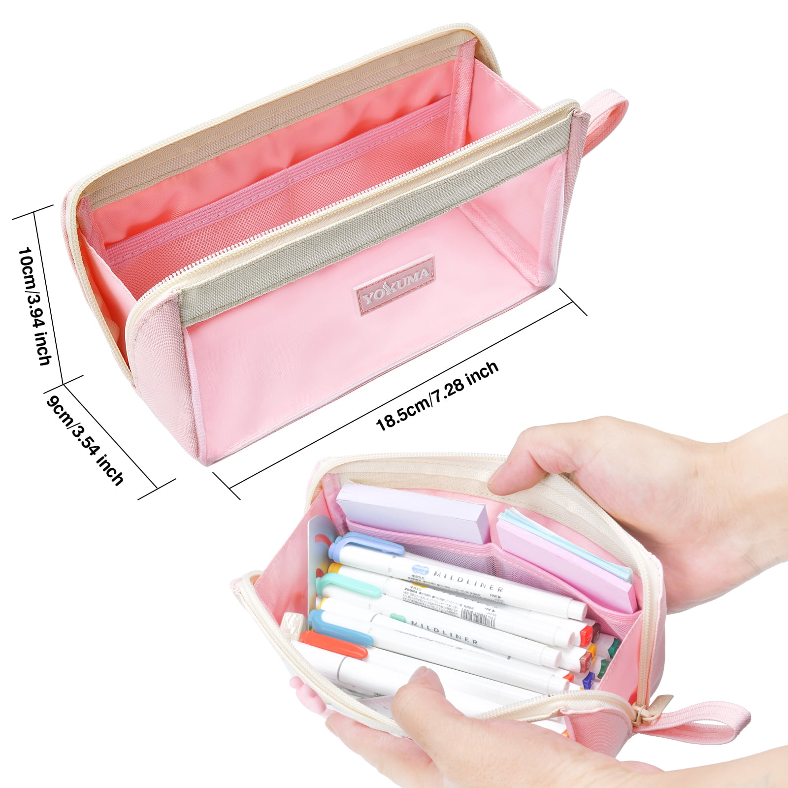 bangyoudaoo 2PCS Pencil Case Pencil Pouch Bag Pencil Case Square Plush Pencil  Case for Student Office,Pink(Pen case only) 