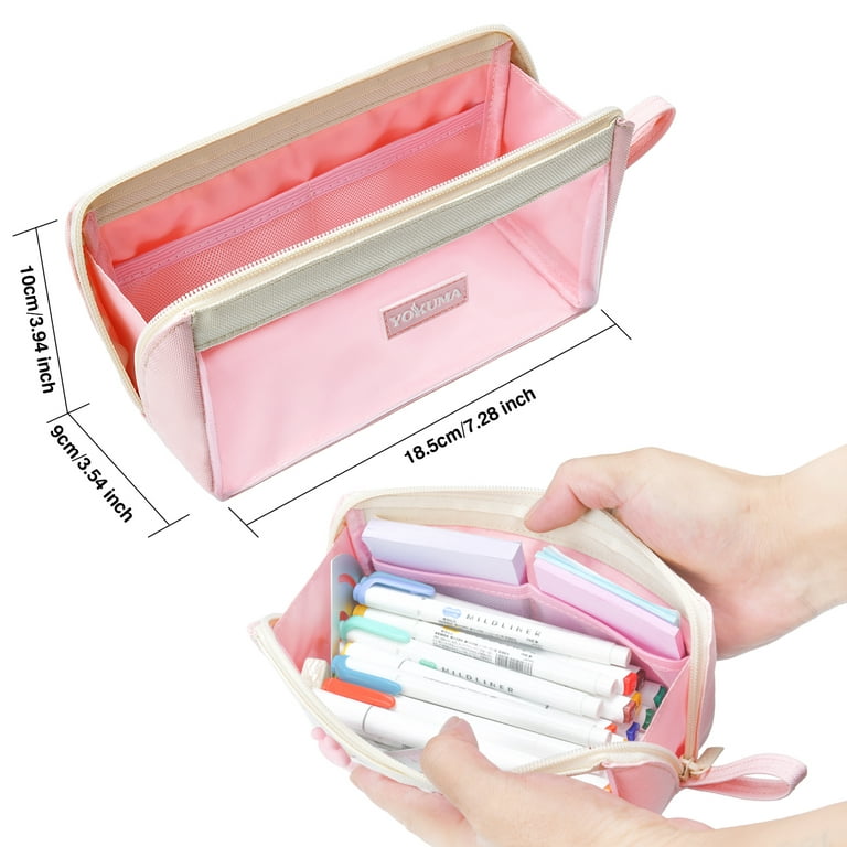 YOKUMA Pencil Case Aesthetic Pencil Pouch for Girls Boys Teens Adults  ,Clear Cute Kawaii Marker Pen Bag, Back to School Supplies for College  Students