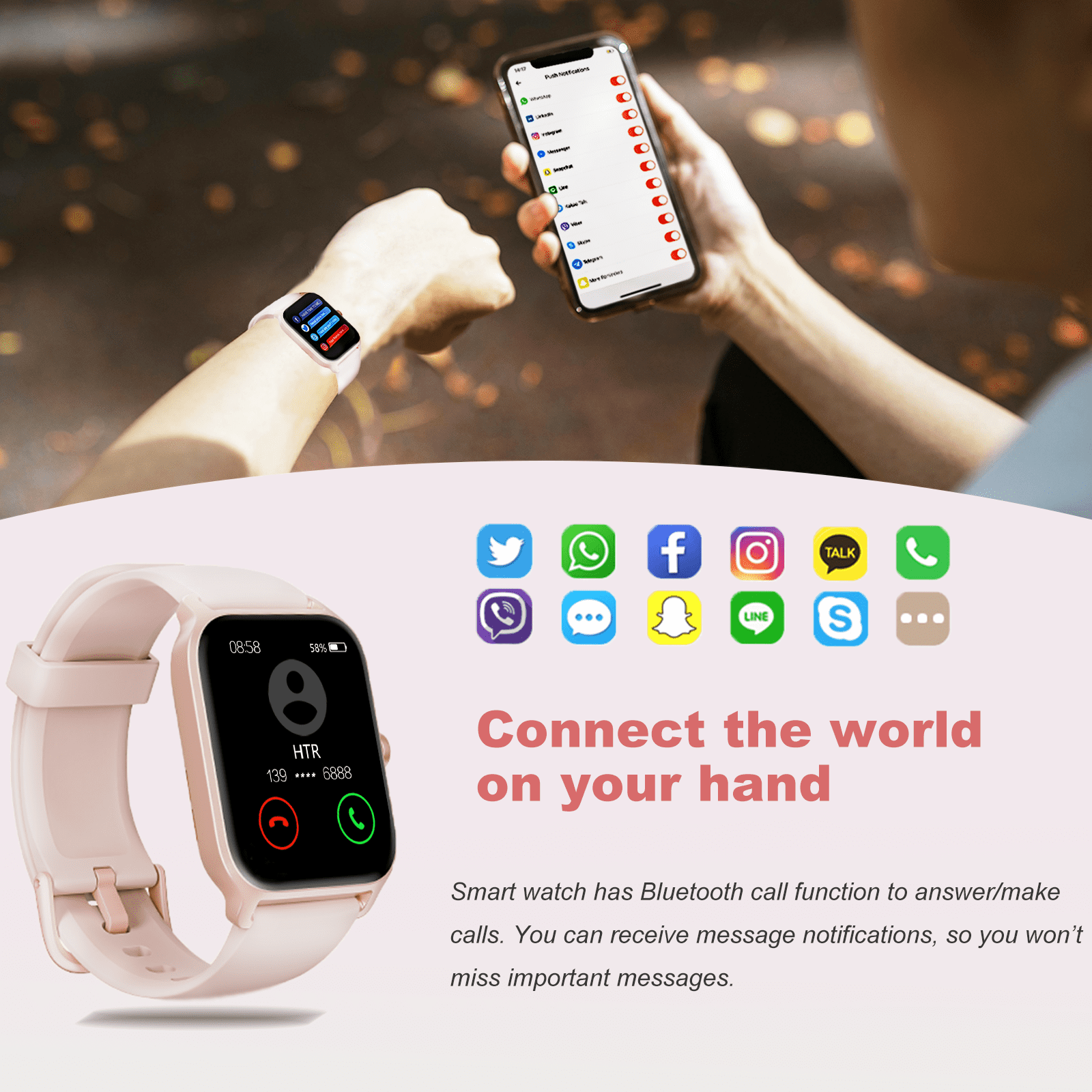 VOPOCO Smart Watch for Women (Call Receive/Dial) 1.85" HD Touch Screen Smartwatch with Multiple Sports Modes for iPhone Android Phone