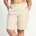 thumbnail image 5 of AKOEE Plus Size Summer Shorts for Women with Pockets High Waist Stretchy Cotton Casual Golf Bermuda Shorts (5XL, Khaki), 5 of 8