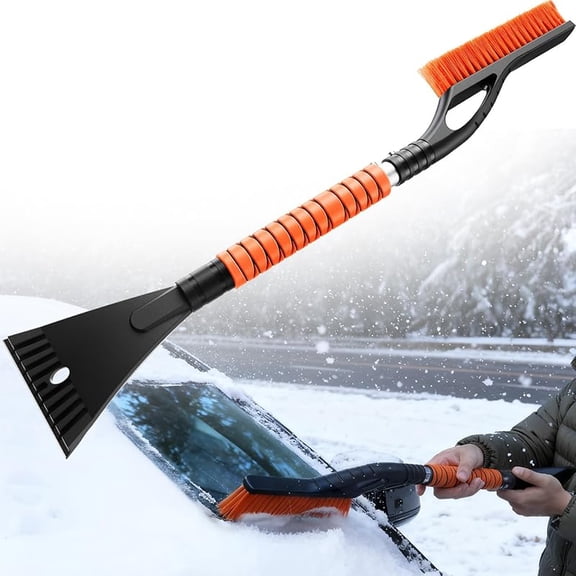 Wrongduck 27-Inch Snow Brush and Ice Scraper for Car Windshield, Detachable One-Wipe Clean Snow Brush with Ergonomic Foam Grip for Cars SUVs Trucks