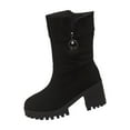 thumbnail image 1 of Wensltd Bottes Mi-Mollet Confortables à Bout Rond Noir pour Femmes Automne High Heels, 1 of 9