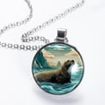 thumbnail image 2 of Sea Lion Stunning Glass Circular Pendant Necklace - Women's Necklaces, Necklaces, 2 of 5