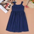 thumbnail image 5 of Vxuxlje Kids Girls Wide Straps Chiffon Pleated Flower Girl Dress Wedding Birthday Party A-Line Swing Navy Blue 12, 5 of 5