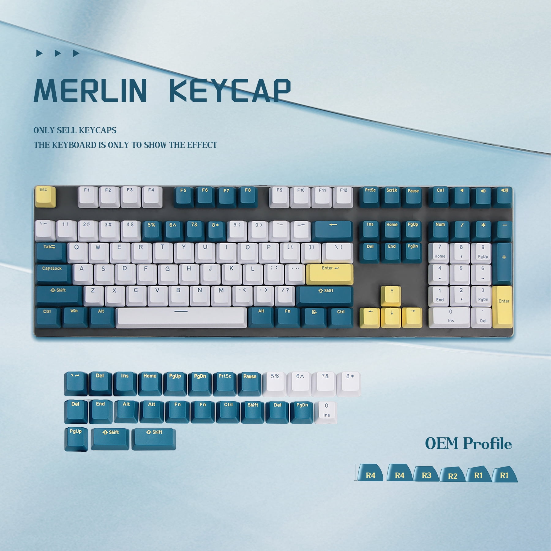 Hyssop PBT Keycaps Doubleshot Keycaps OEM Profile Cherry MX for 108/87/84/68/61 MX Switches Mechanical Keyboard
