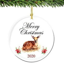 Merry Christmas Ornament 2023 Fawn Deer Porcelain Ornament Family Home Decor Christmas Decoration Baby Gift Idea