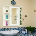 thumbnail image 2 of White Wall Mounted Bathroom Storage Cabinet Organizer, Mirrored Vanity Medicine Chest with Open Shelves, 2 of 7