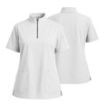 thumbnail image 2 of Women's Stand Collar Scrub Top with Zipper Front – Soft Stretch Breathable Fabric with Multiple Pockets White 5XL, 2 of 5