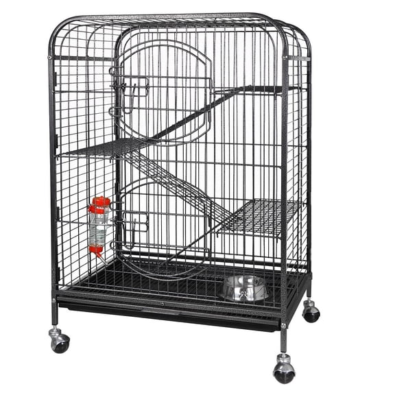 LINJH 37” Ferret Home Pet Cage Small Animals Hutch with 2 Front Doors & Tray