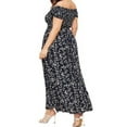 thumbnail image 3 of Colisha Women Off Shoulder Boho Short Sleeve Long Dress Plus Size Casual Split Summer Beach Party Sundress Floral Print Maxi Dress, 3 of 6