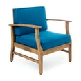 thumbnail image 3 of Danielle Outdoor Acacia Wood 2 Seater Chat Set with Cushions, Teak and Blue, 3 of 10