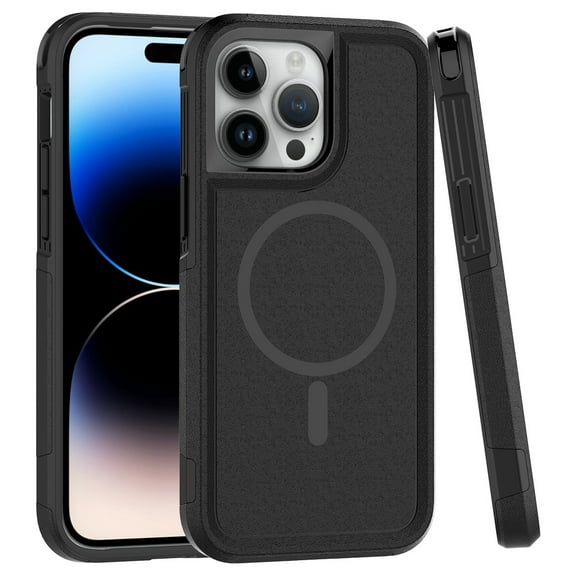 For Apple iPhone 14 Pro (6.1") Compatible with MagSafe Magnetic Heavy-Duty Tough Rugged Hybrid Shockproof Protective Cover ,Xpm Phone Case [ Black ]