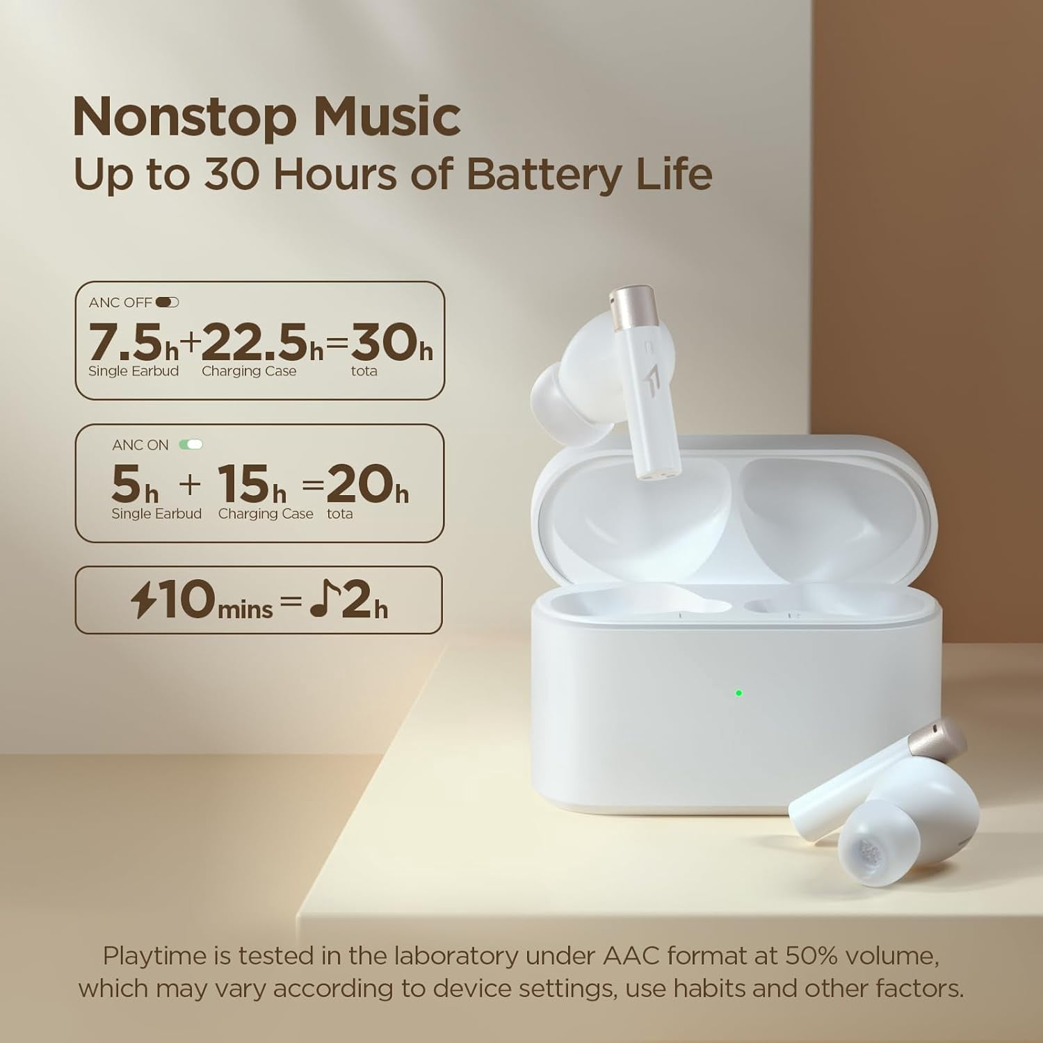 1MORE Q30 Wireless In-Ear Earbuds Headphones with Mic, Spatial Audio, ANC, White