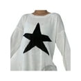 thumbnail image 2 of hirigin Women Knitted Long Sleeve Tops with Pentagram Pattern, Loose Version Casual Style Summer Clothing, 2 of 9