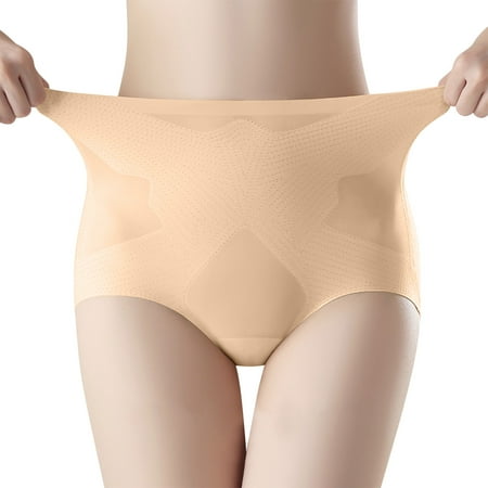 High Waist Seamless Underwear Ice Silk Hipster Panties for Women High Waist No-Show Tummy Control Body Shaper Brief