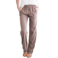 thumbnail image 1 of Innerwin Trousers Wide Leg Women Bottoms Lounge Solid Color Breathable Long Pants Khaki US S, 1 of 2