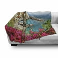 thumbnail image 3 of Italy Soft Flannel Fleece Throw Blanket, Monarola Antique Village in Cinque Terre Coastal Panorama Summer Beach Scenic View, Cozy Plush for Indoor and Outdoor Use, 70" x 90", Multicolor, by Ambesonne, 3 of 6