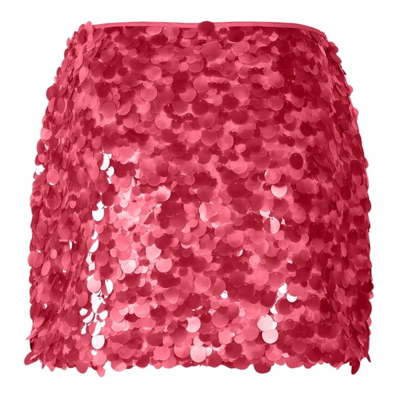 YueHuiYing Women's Sparkly Sequin Mini Skirt Low Rise Glitter Rave Micro Skirt with Shorts Underneath