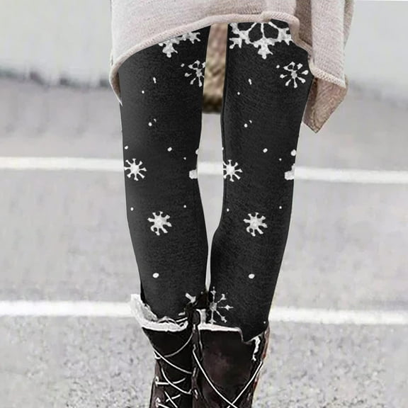 TMOYZQ High Waist Yoga Pants for Women Casual Tummy Control Christmas Leggings Soft Stretchy Yoga Leggings for Workout Running Hiking