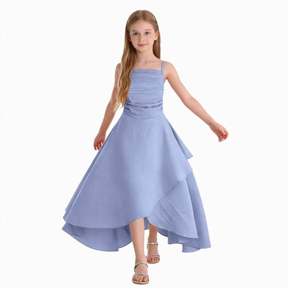 Girls Dresses Summer Spaghetti Strap Junior Bridesmaid Dresses Silk Satin Flower Girl for Teen Girls