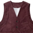 thumbnail image 4 of Mens Corduroy Waistcoat V Neck Casual Sleeveless Jacket Slim Fit Business Formal Vest for Wedding Dinner Wine S, 4 of 4