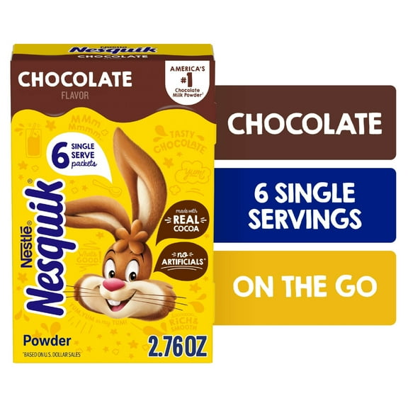 Nestle Nesquik Chocolate Flavor Powder Drink Mix, 6 Sachets