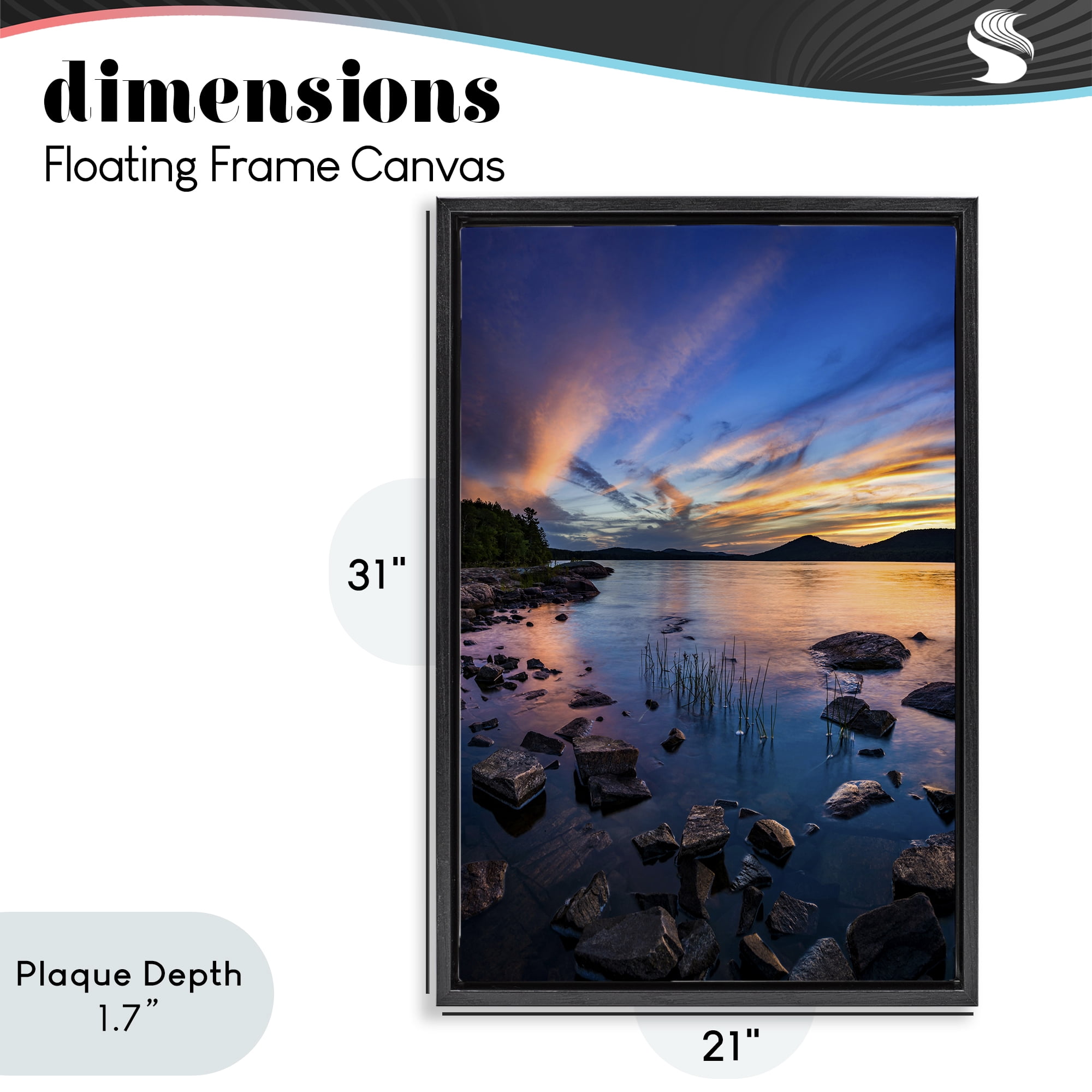Stupell Industries Sunrise on Piseco Lake Black Framed Floater Canvas Wall Art, design by Jonathan Zaharek