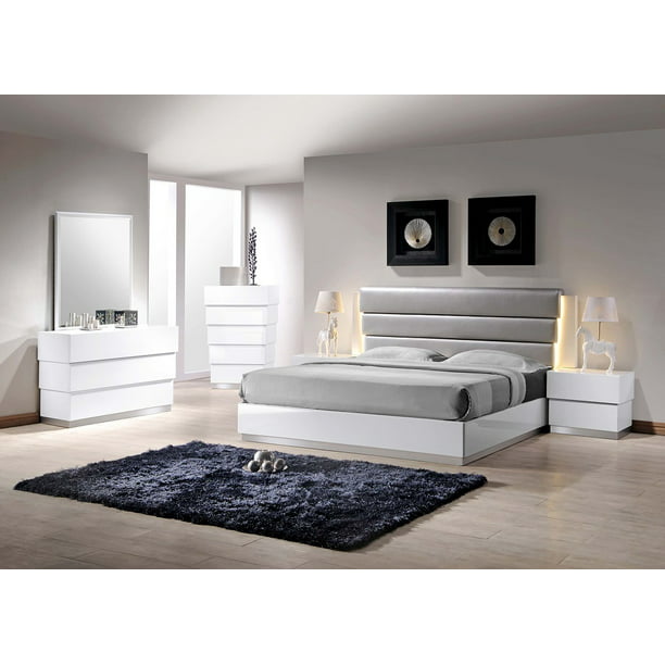 Beautiful Modern White Lacquer Florence Eastern King Bedroom 4pc Set ...