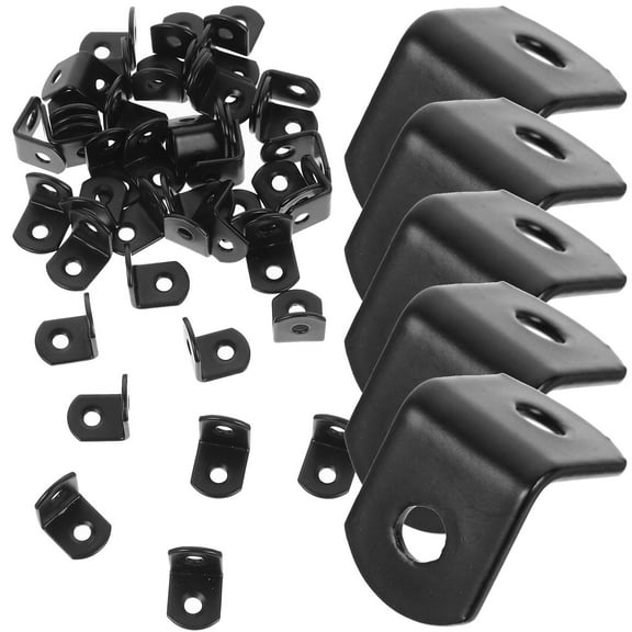PBPBOX 50Pcs Black Stainless Steel L Shaped Shelf Brackets for Home Use Rust Resistant