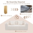 thumbnail image 6 of 76'' Large Corduroy Loveseat, 3-Seater Boneless Sofa with Built-in Cup Holders, No Assembly Compression Couch, White, 6 of 15