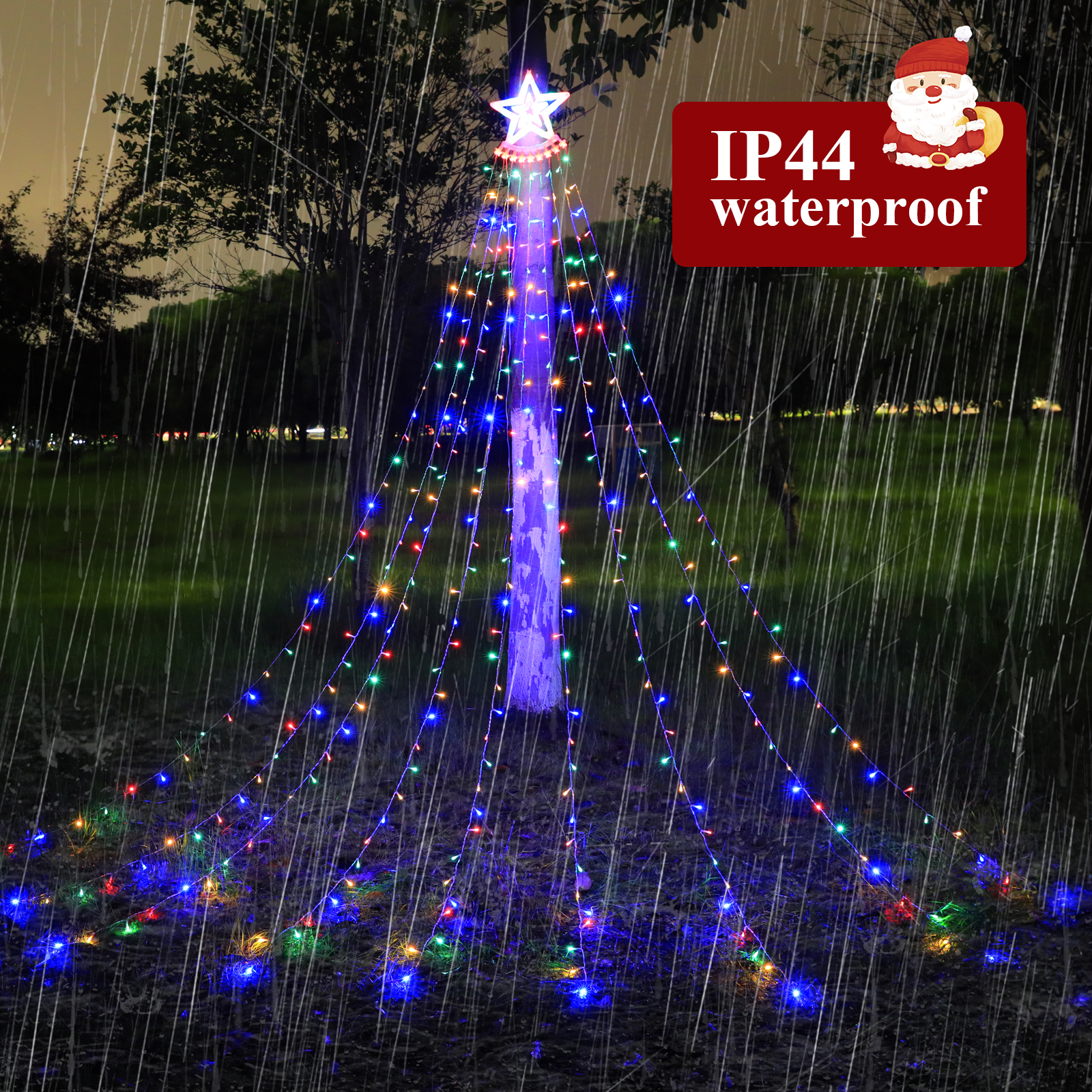 SZRSTH 350 LED Star Waterfall String Lights with 8 Modes photo 3