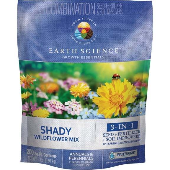 Earth Science All-In-One 2 Lb. 200 Sq. Ft. Coverage Shady Wildflower Seed Mix