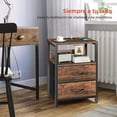 thumbnail image 3 of Juego de 2 Buro para Recámara con Estación De Carga - 2 Niveles de Almacenamiento, 2 Cajones,Mesa de Noche para Recámara con 2 Salidas y 2 USB, Ideal para Dormitorio y Sala de Estar(Nogal), 3 of 7