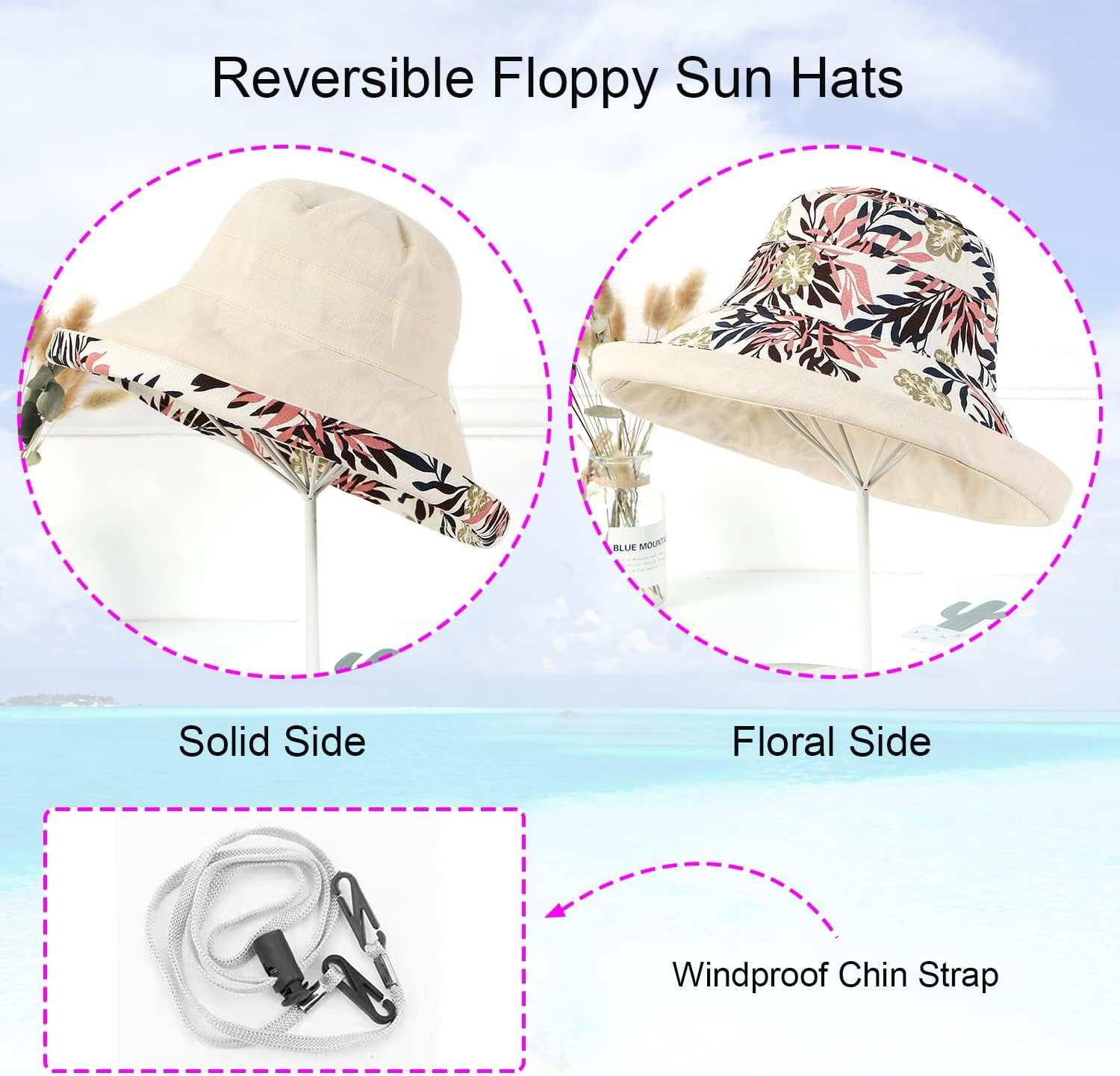 Women Wide Brim Sun Hats Metal Wired Edge Summer UV  display picture 2