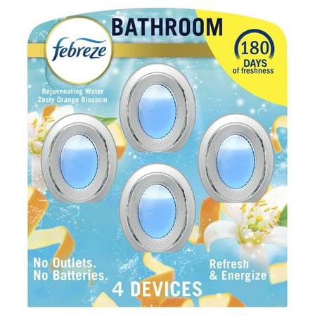 Febreze Small Spaces Air Freshener, Odor-Fighting, Refresh & Energize Scent, 4 Count