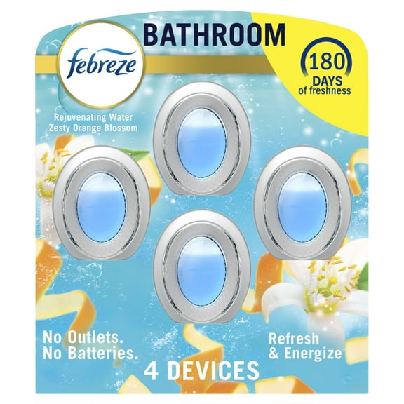 Febreze Small Spaces Air Freshener, Odor-Fighting, Refresh & Energize Scent, 4 Count