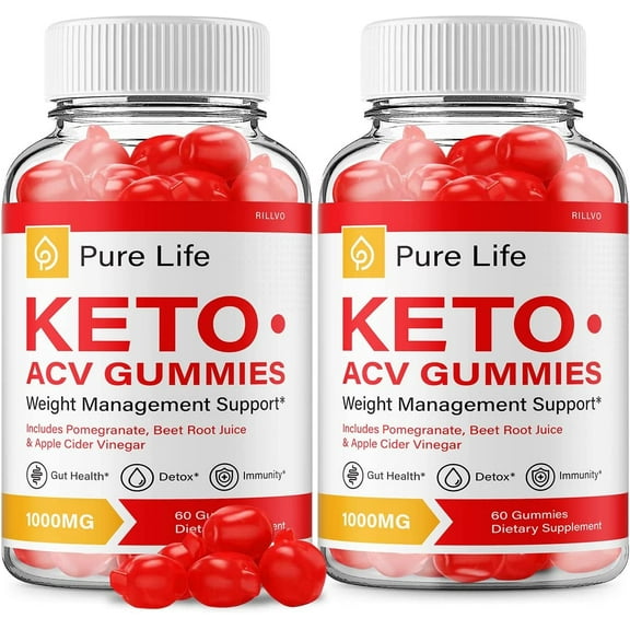 2 Pack Pure Life Keto ACV Gummies - Advanced Formula Pure Life Keto Apple Cider Vinegar Gummies 1000mg 120 Gummies