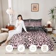 thumbnail image 3 of Erosebridal Bling Leopard Print Glitter Print Queen Comforter Set 3pcs For Girls,Abstract Cheetah Print Bedding Comforter Set For Teens,Pink Reversible, 3 of 6