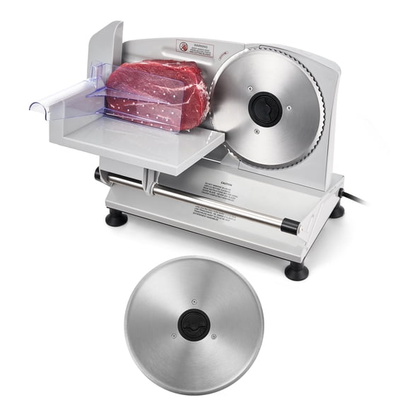 VEVOR Meat Slicer, 6.7 inch 150W Electric Deli Slicer Machine with two SUS420 Blades, 0-0.6 inch Adjustable Thickness, ETL Certified Home Food-Slicer, ETL Approved