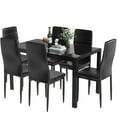 thumbnail image 2 of AWQM 7 Piece Kitchen Dining Table Set for 6, Glass Dining Table and 6 PU Leather Chairs for Kitchen, Dining Room, Black, 2 of 9