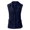 thumbnail image 2 of Women Sleeveless Blazer One Button Casual Cardigan Vest Sexy Fashion V-Neck Notched Suit Jacket Coat with Pockets Ladies, 2 of 4