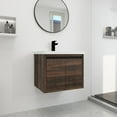 thumbnail image 3 of Hassch 24-Inch Wall Mounted Bathroom Vanity with Sink Combo, Modern Bathroom Vanity Set with Top Resin Basin, 2-Doors Wood Hanging Bath Cabinet for Small Space (California Walnut), 3 of 9