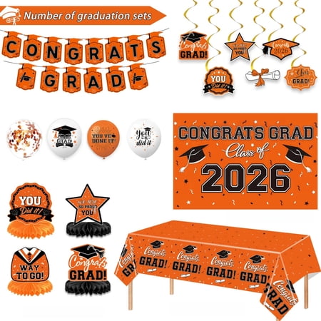 2026 Graduation Decorations Set Congrats Grad Banner Class of 2026 Backdrop Balloons & Streamers Kit for Graduation Party Supply Decoration Ceremony and Celebration